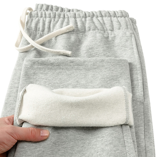 秋冬季新款重磅480G加绒休闲裤男士宽松运动直筒高克重卫裤长裤子