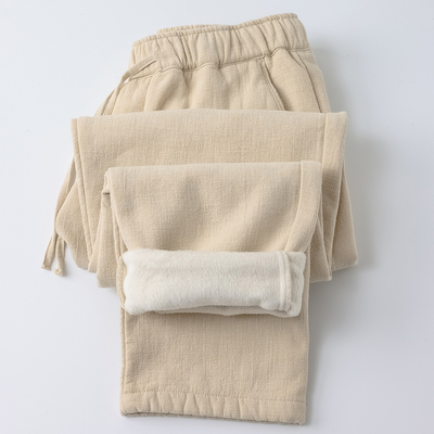 加绒加厚长裤棉麻休闲裤直筒