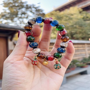 秦霄贤香灰琉璃手链女五彩多宝吞金兽手串情侣款手链