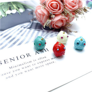 文玩小怪兽隔珠散珠菱镁矿桶珠配件DIY手工多宝配饰绿松缅黄恶魔