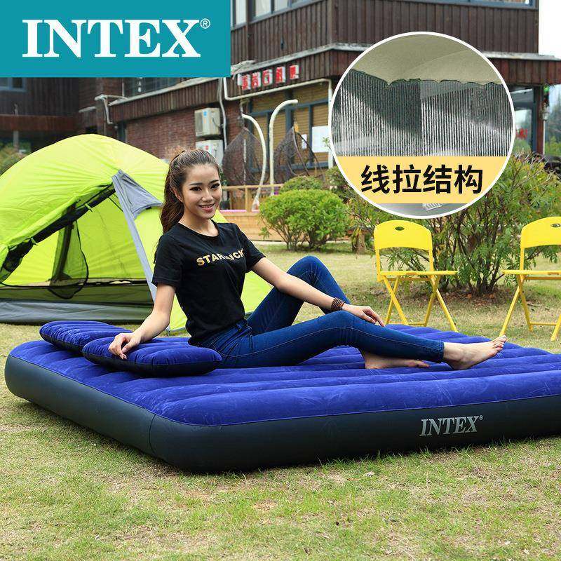 供应INTEX64765双人线拉充气床植绒充气床