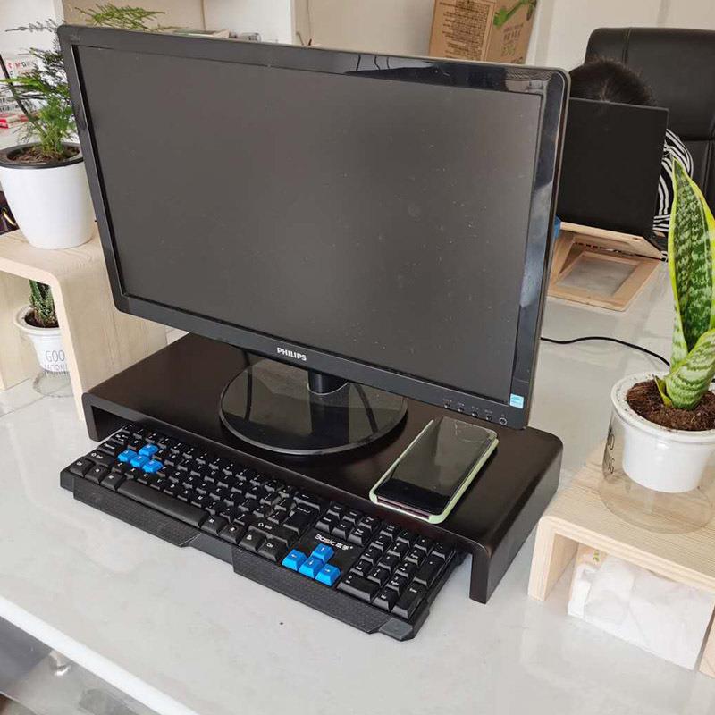 实木显示器增高架电脑架子显示屏支架免漆桌面垫高架办公桌置物架