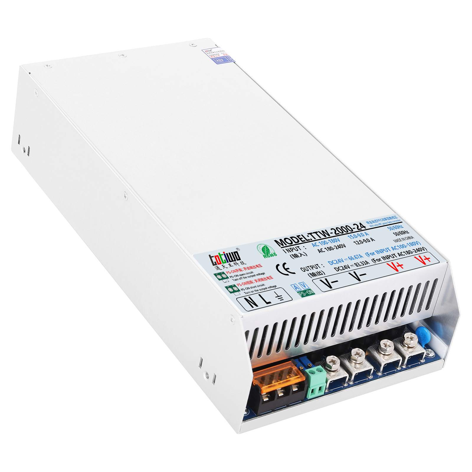 100-240VAC功率因数校正PFC功能DC280V285V290V1800W2000W电源