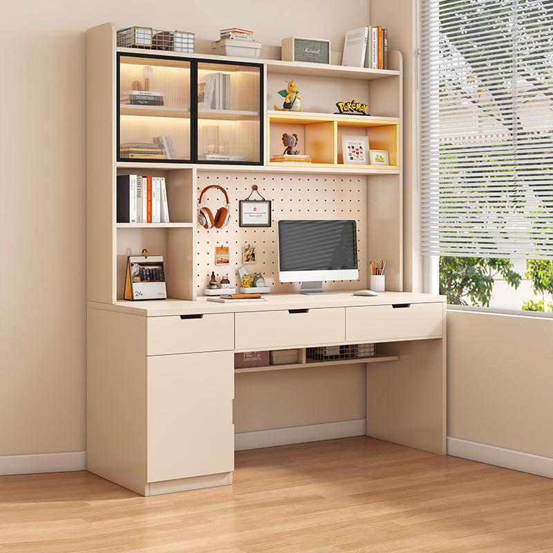 书桌书架一体带洞洞板台式电脑桌家用卧室办公桌儿童学习桌写字桌