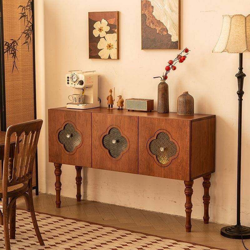 法式复古色中边柜古风美式客厅进门厅边入户实木原木收纳玄关简约