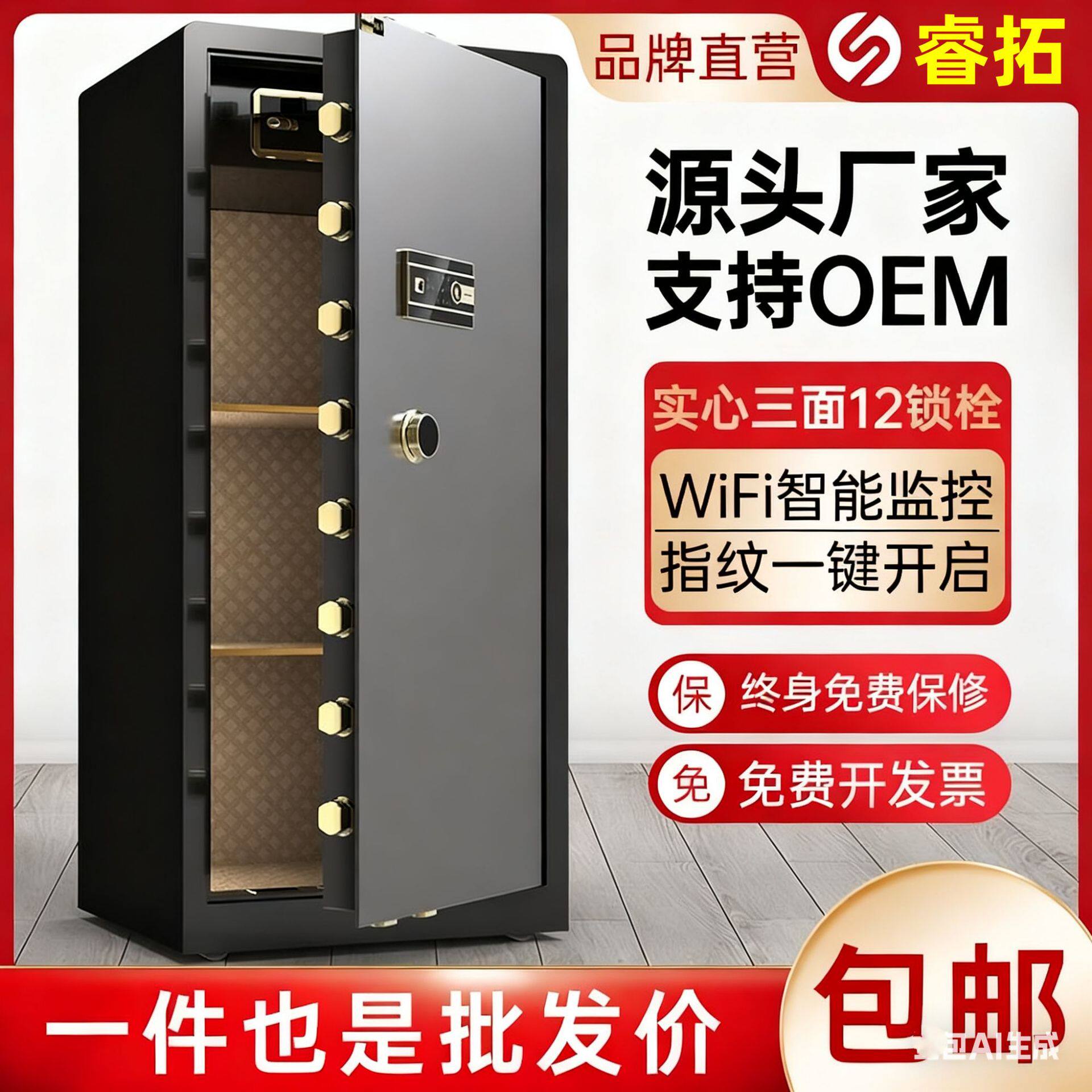 办公保险柜家用1米/1.2米/1.5米指纹办公保险箱大型智能保管箱