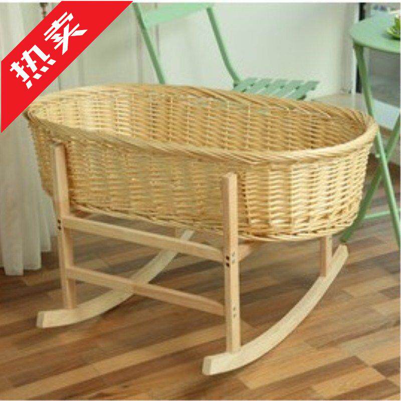 ij藤编便携车载睡篮宝宝吊篮床哄睡用品婴儿摇床0到4岁儿童老式摇