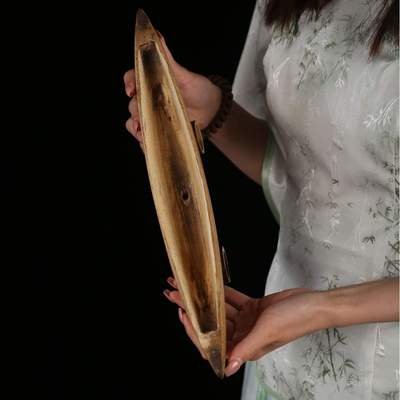 中式老织布木梭子晾杯架竹制置物架桌面茶杯架子收纳架 长36宽4