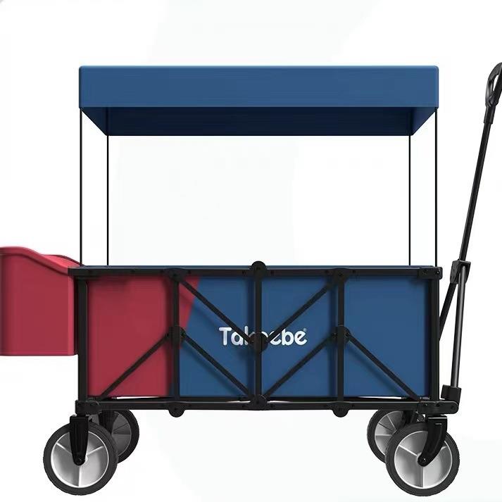 德国takbebe塔克贝贝儿童双人遛娃神器宝宝可折叠四轮营地拖拉车