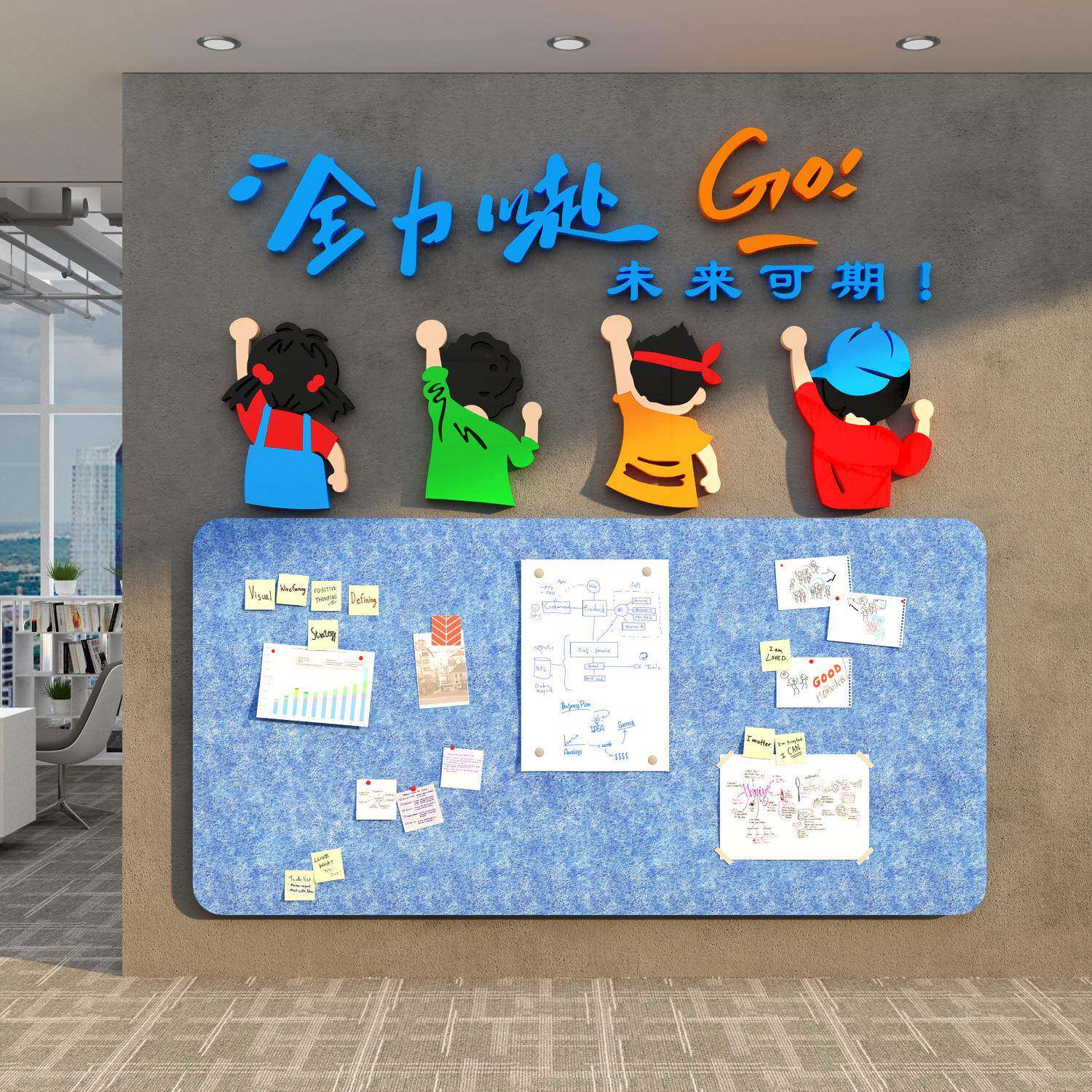 企业文化办公室墙面装饰司背景布置毛毡员工风采展示氛围公告栏贴