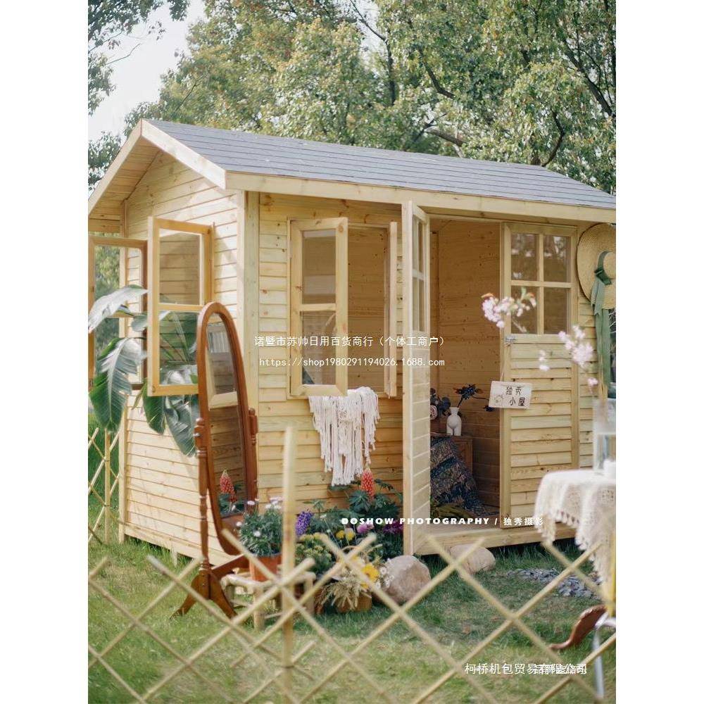防腐木户外庭院组装小木屋花园可移动简易凉亭民宿可住人木屋房子