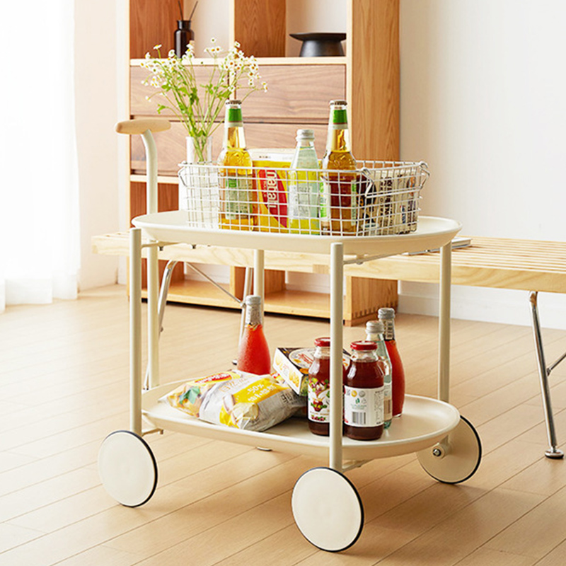 奶油风沙发边几茶几落地摆件小推车收纳置物架现代简约客厅装饰品