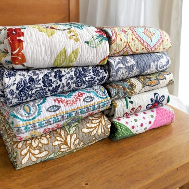 特价清尾!单外销床盖秋冬全棉床盖绗缝被双人透气可机洗孤品