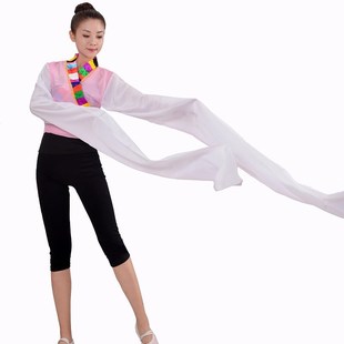 长袖 民族演出服装 藏族舞甩袖 锅庄舞连体水袖 舞练习服 藏族舞蹈水袖