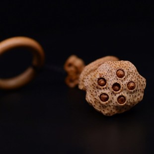 竹雕莲蓬手把件挂件配件配饰镂空实心竹茶宠纯手工天然玉竹老竹根