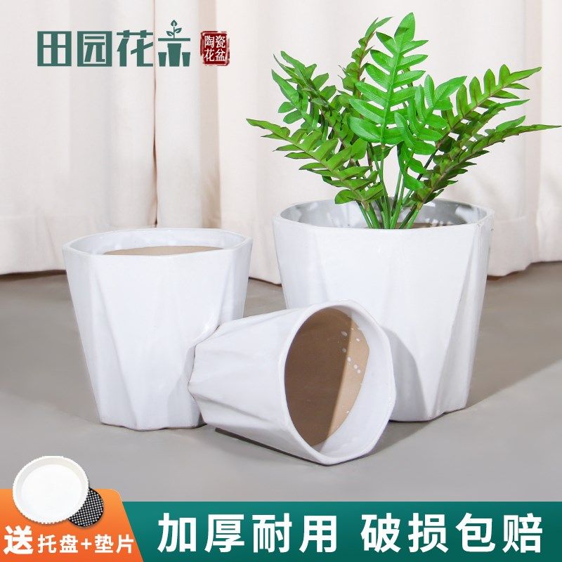 陶瓷花盆八角白色家用桌面落地绿植盆栽红掌绿萝多肉花卉花瓶通用,鲜花速递/花卉仿真/绿植园艺,花盆,淘宝优惠券,粉丝福利购,淘宝优惠卷