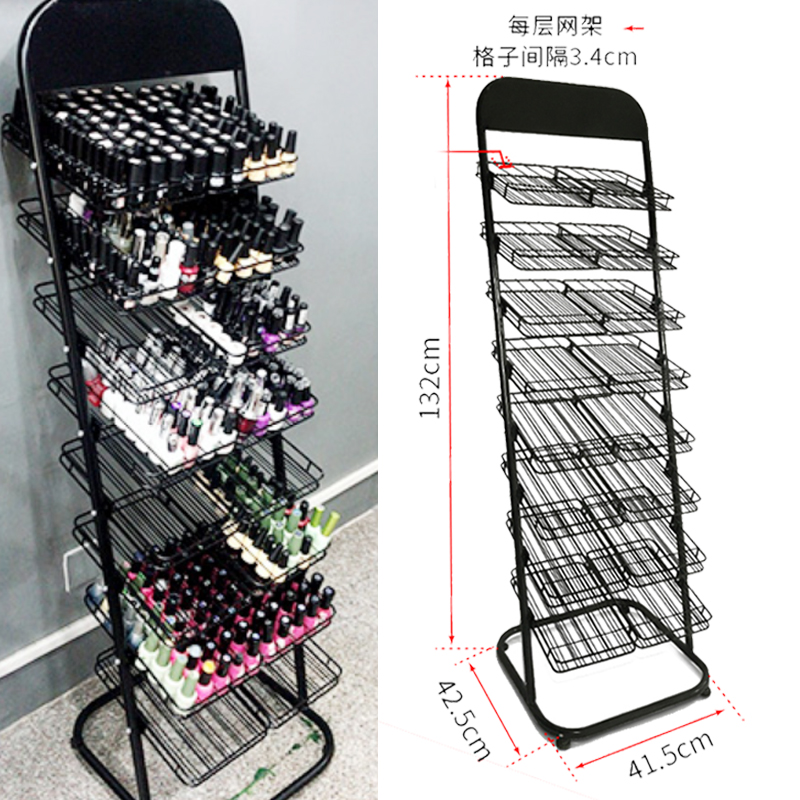 美甲展示架八层铁艺架桌面收纳架置物架胶架落地架推车指甲油架子