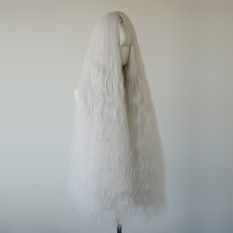 银白色超长羊毛卷一米lolita万圣节cos万用全头套女整顶1m长卷发