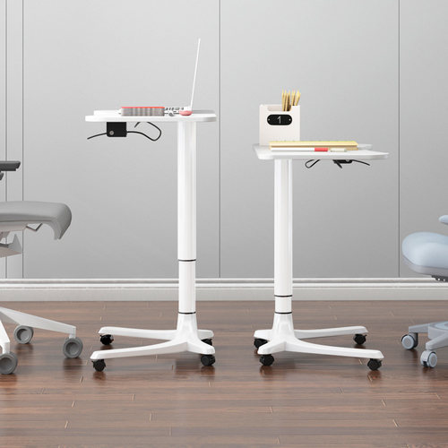 站立式办公家用简约移动升降电脑桌沙发床边桌白色笔记本桌演讲台