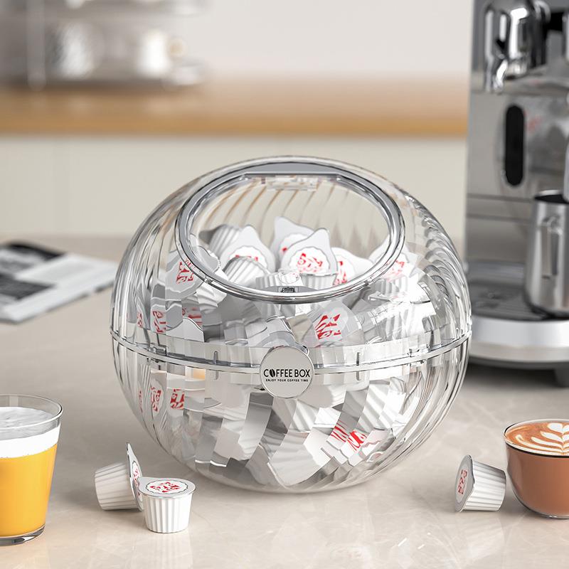 茶包收纳盒咖啡吧台收纳架茶叶胶囊盒PET带盖防尘透明茶几置物架