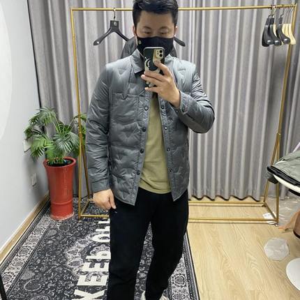 羽绒服男士短款2024冬季新款休闲衬衫式翻领90白鸭绒轻薄保暖外套