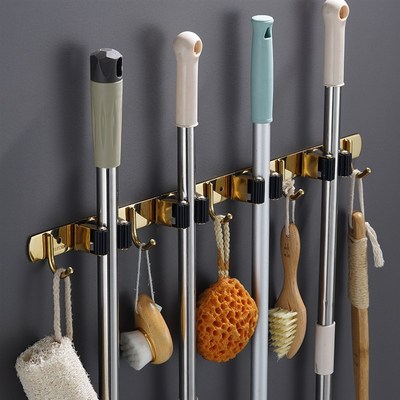 拖把挂勾固定架卫生间免打孔壁挂扫把卡扣扫帚拖布夹挂架收纳神器