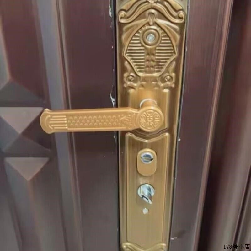 防盗门锁拉手把手面板黄古铜门锁拉手标准尺寸孔距235.