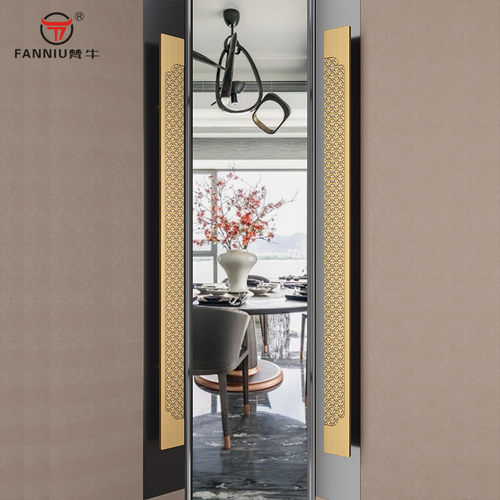 新中式玻璃门长拉手酒店双开木门仿古铜把手宴会厅推拉门对装拉把