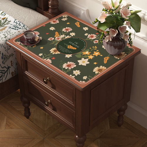 复古床头柜桌布防水防烫免洗皮革桌垫卧室床头柜顶防尘盖巾盖布