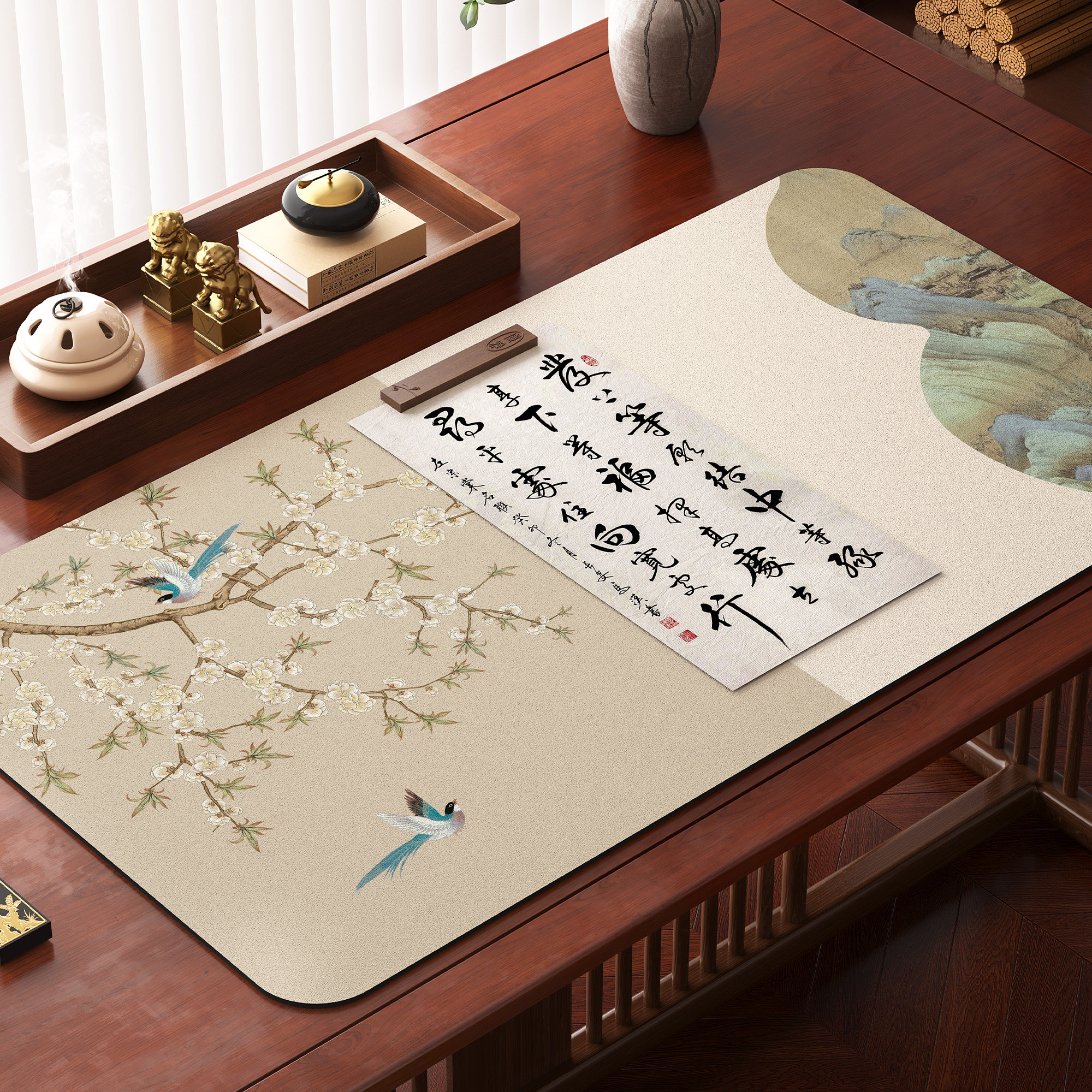 书法专用毛毡垫硅藻泥吸水桌垫国风毛笔字毛毡垫可水洗练字垫桌布图片
