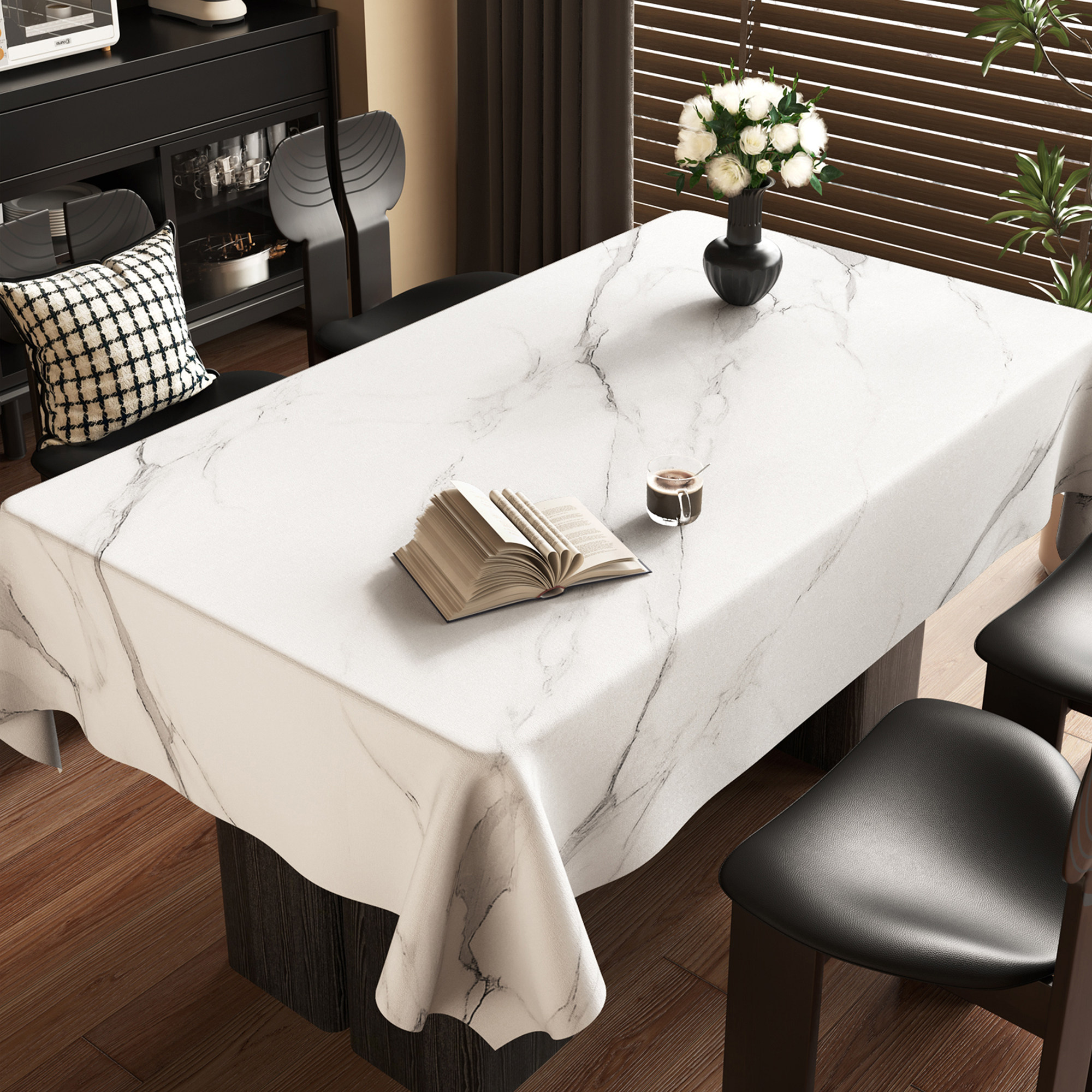 轻奢高级感大理石桌布免洗防水防油防烫家用盖布餐桌布茶几布桌垫