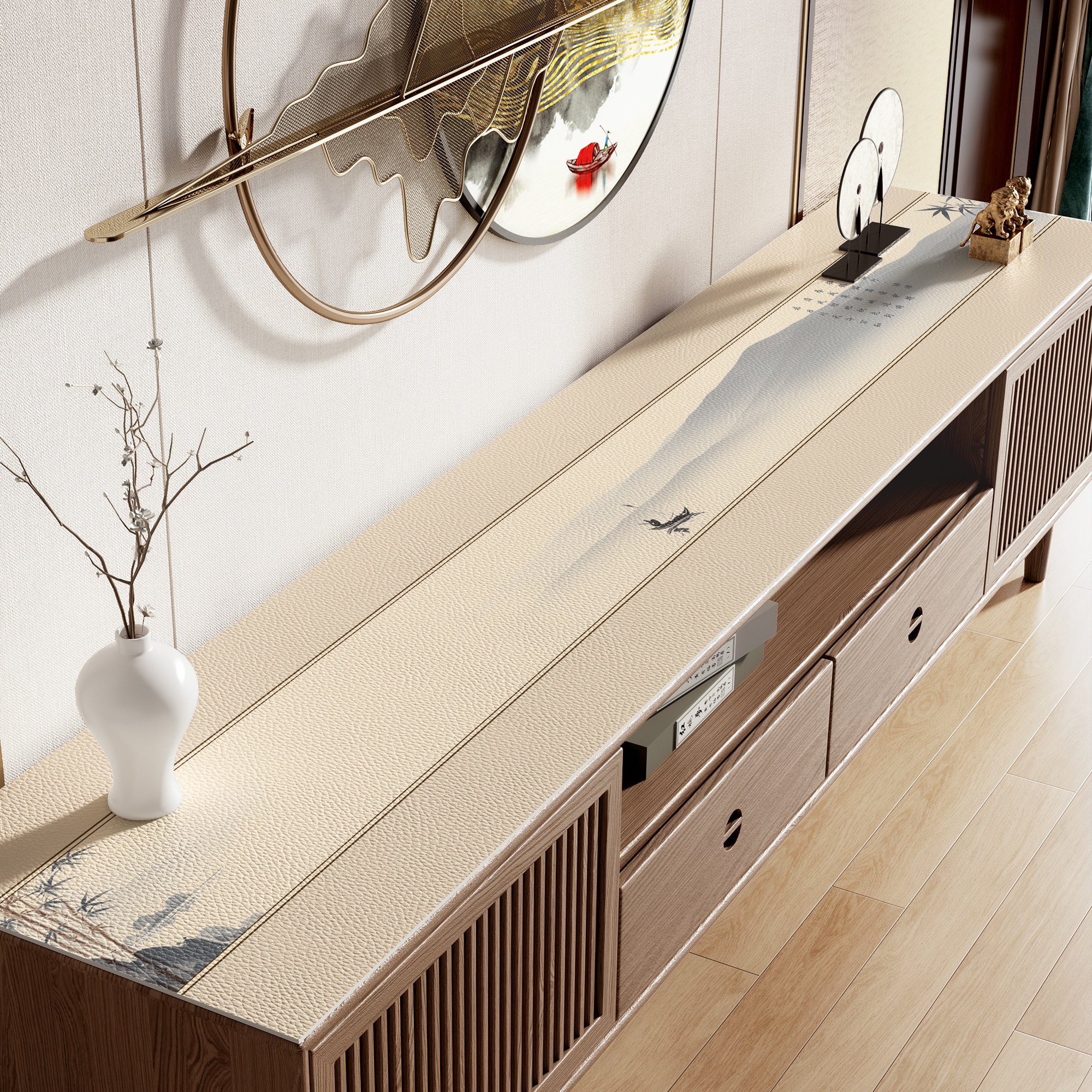 新中式电视柜垫子免洗防水防油桌布餐边柜桌垫鞋柜家用台面保护垫