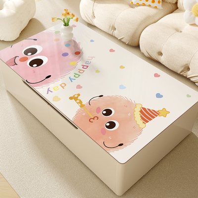 软玻璃茶几桌垫卡通餐桌布防水防油免洗高级感多巴胺茶几保护垫