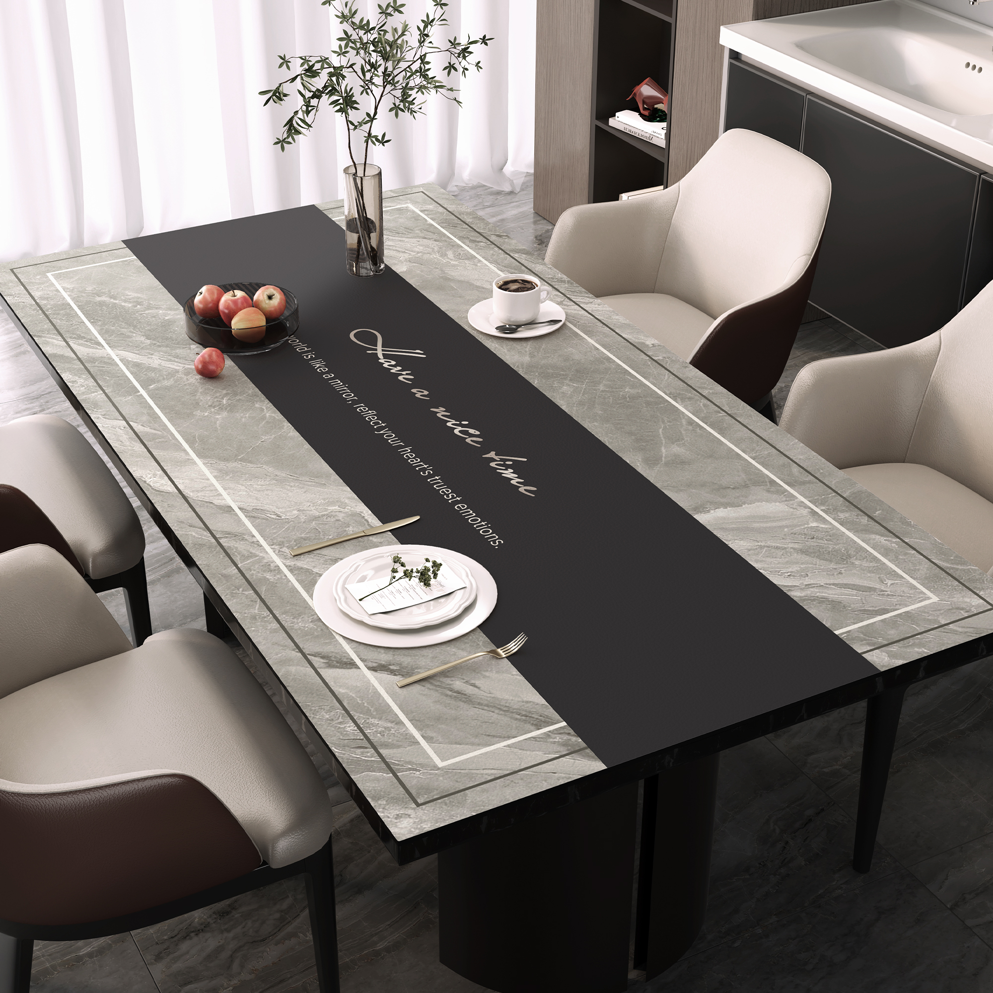 餐桌垫轻奢高级感皮革桌布防烫耐高温免洗防油防水茶几台面保护垫