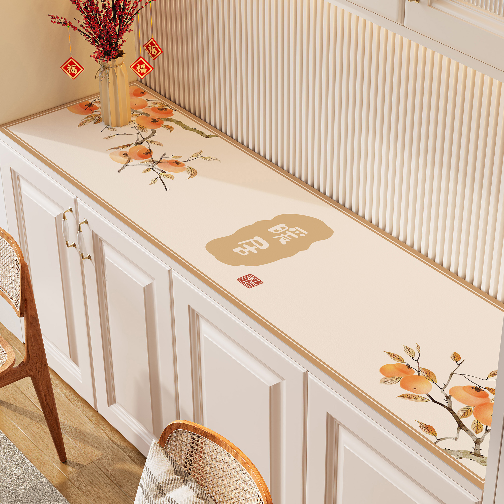 新中式餐边柜桌垫客厅电视柜台面保护垫防水免洗鞋柜酒柜桌面垫子