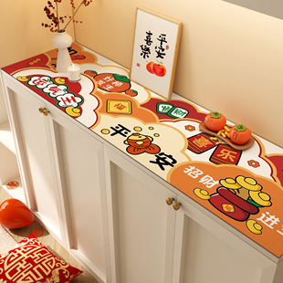 2026新款餐边柜桌垫玄关柜鞋柜垫新年喜庆氛围感桌布电视柜台面垫