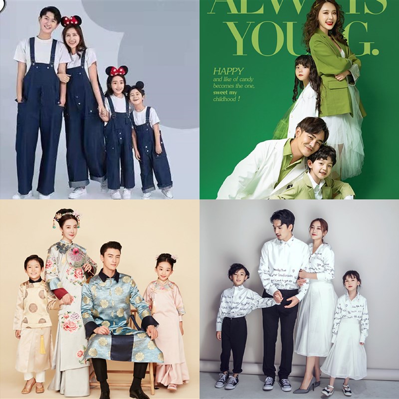 白色浴袍一家4口亲子装 新款影楼浴袍服装 新款影楼全家福摄影服