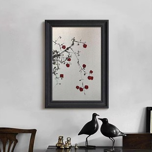 手绘油画新中式事事如意肌理装饰挂画复古风柿子客厅玄关桌面摆件