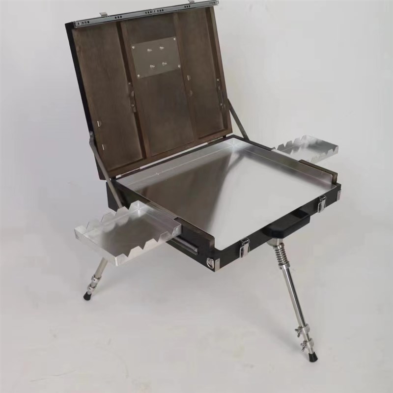 棕色金属三脚写生油画箱创作画架不锈钢油颜料箱美术油画用品写生