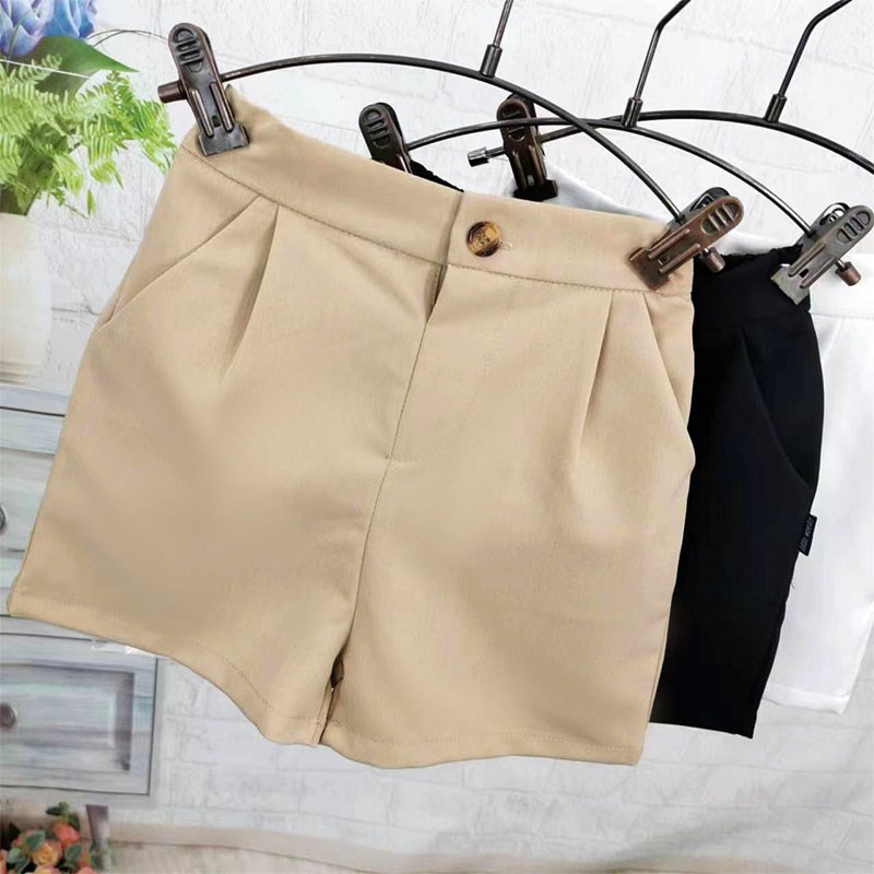 儿童卡其色西装短裤男女童纯棉黑色五分中裤夏白色小学生校服裤子