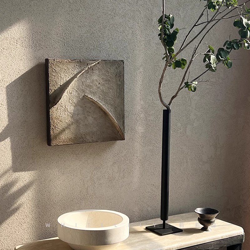 现代简约侘寂风装饰画抽t象肌理玄关餐厅日式客厅沙发背景墙挂画图片