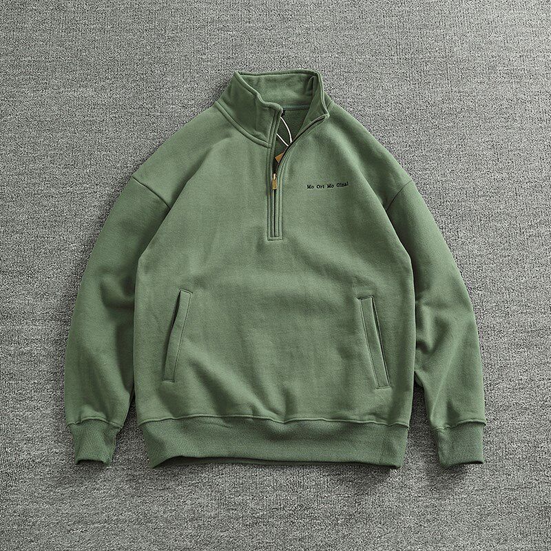 500gc高克重重磅毛圈加绒卫衣男复古套头拉链半开领情侣休闲外套