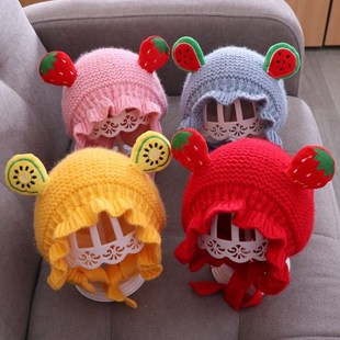 婴儿帽子秋冬新款女宝宝公主毛线帽可爱冬季婴幼儿护耳针织帽女童