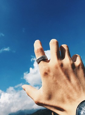 潮人创意戒指男士个性复古麻绳指环霸气学生礼物日韩单身戒子开口