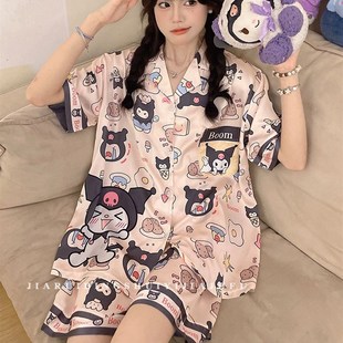 H套装 冰丝短袖 可爱卡通宿舍可外穿家居 新款 Y库洛米睡衣女学生夏季