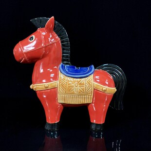 马摆件创意卡通十二生q肖陶瓷储钱罐新中式动物装饰品儿童生日送