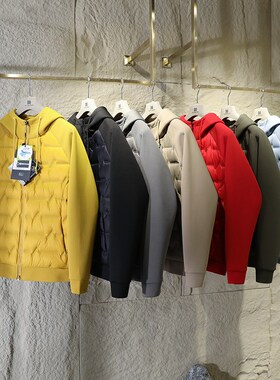 轻暖计划新d款卫衣针织拼接袖羽绒服连帽短款男女款轻薄外套秋834