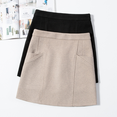 毛呢半身裙秋冬女小个子显高冬天配毛衣高腰a字裙包臀百搭短裙子