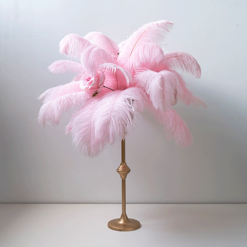 家居桌面摆放摆件羽毛铁艺花器套装 样板房装饰餐桌迎宾台布置花