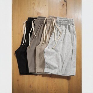 宽松纯色五分裤 260g新疆长绒l棉短裤 运动灰色卫裤 休闲裤 子 男夏季